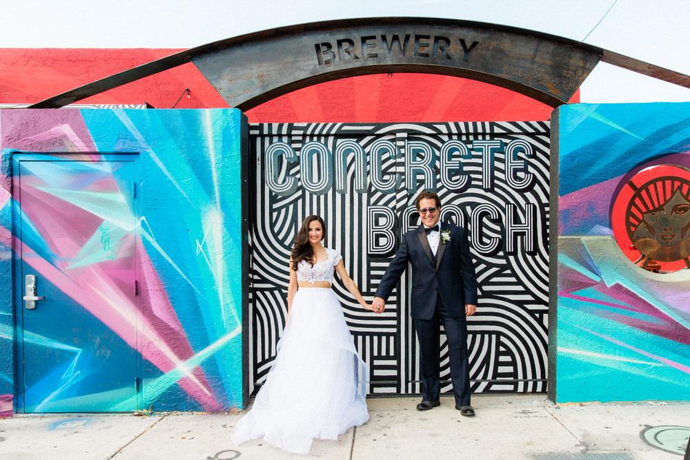 concrete beach brewery wedding photos