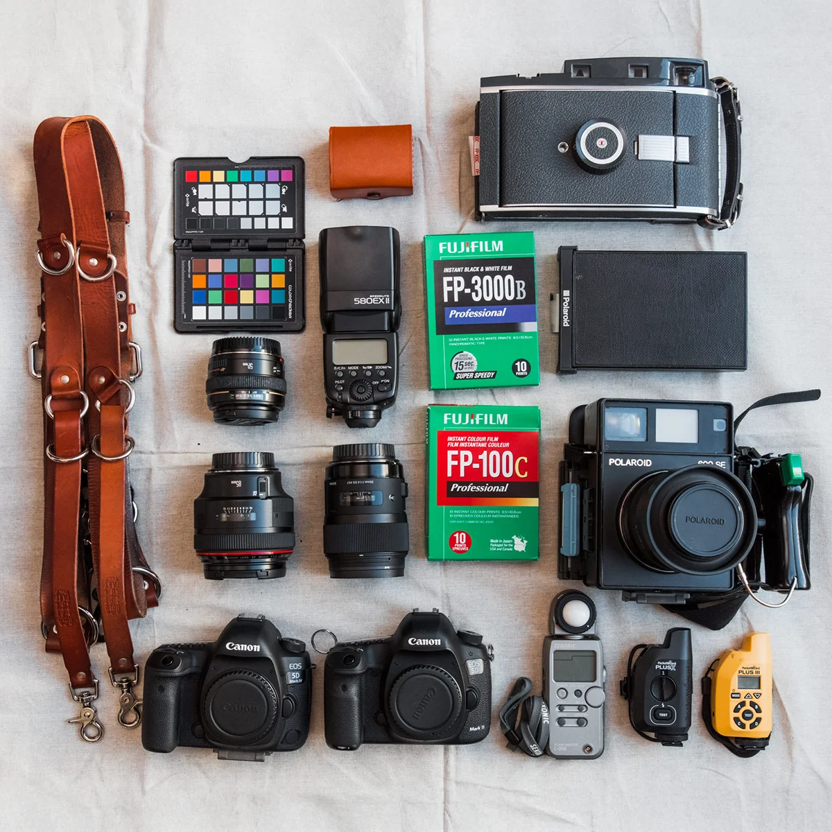 erik esparza professional photographer camera load out polaroids