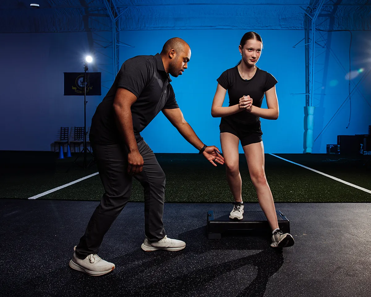 Johnathan Barber of Renewed Strength working with a student athlete on sports performance and injury-prevention training in Bixby, Oklahoma.